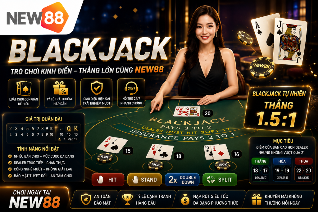 Chi tiết về sảnh blackjack tại nhà cái New88 đẳng cấp
