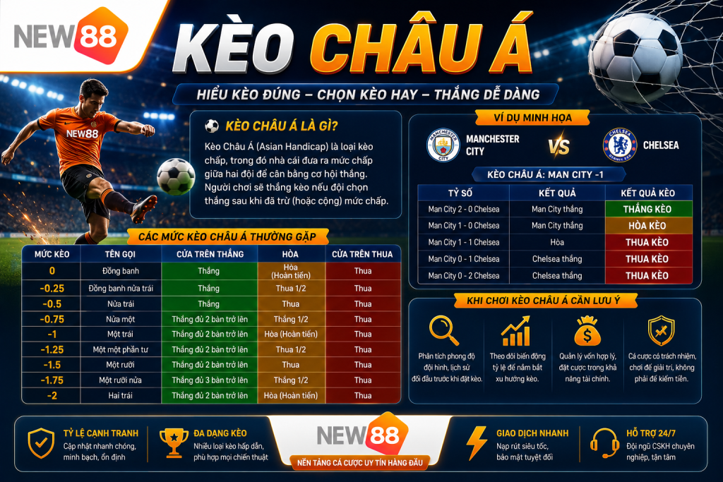 Tìm hiểu về kèo châu á là gì tại nhà cái New88