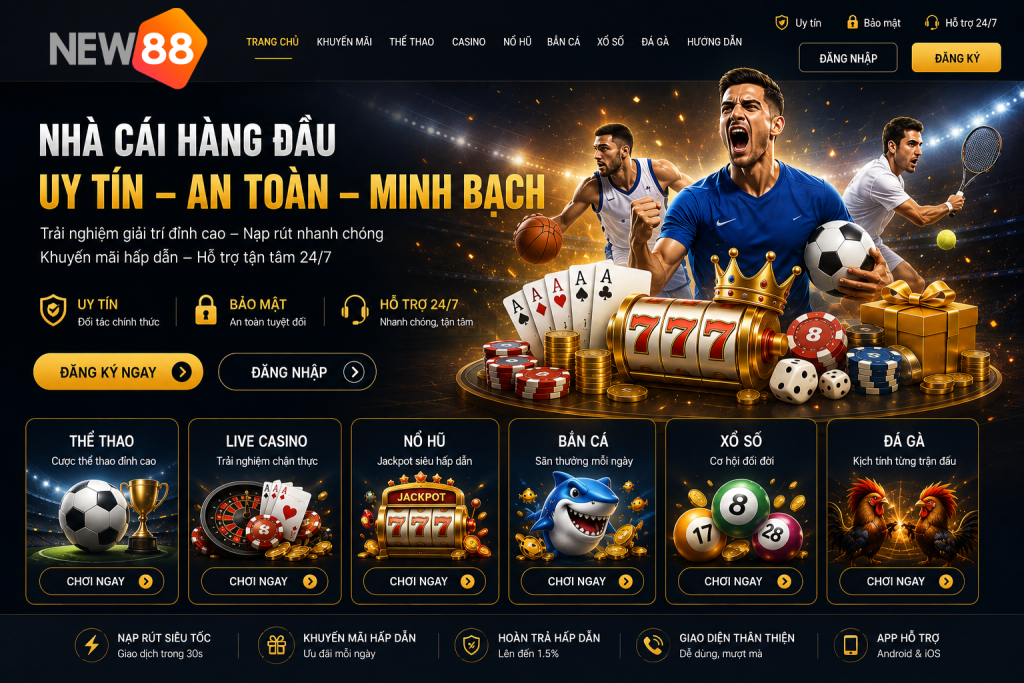 Giao diện trang chủ New88